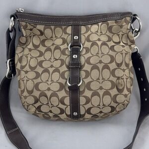 Coach Chelsea Signature C Canvas Shoulder Bag Womens Mahogany Brown F14446